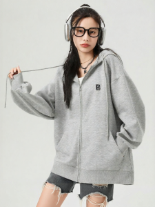 Warrior | Zipper Hoodie Sweatshirt Flannel Grey