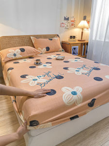 Pure Cotton Thickened Sanded Fabric Fitted Sheet One-Piece Florals Cotton Simmons Mattress Cover Cover All-Inclusive Mattress Cover Bedspread