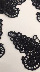 Butterfly Lace Applique Patch Black 7.5x13.5cm | Water Soluble | Tampalan Renda Rama-Rama Jahitan DIY Hitam