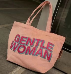 Velvet Embroidered Letter Shoulder Bag Large Capacity Tote Shopping Bag Gentle Woman Unique Design Fashionable Trending