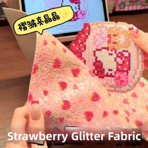 BEIDIANNI | Strawberry Print Glitter Patchwork Crafting Fabric