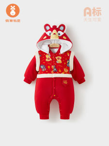 Weilishuma Baby New Year Celebration Clothes Cotton Romper Jumpsuit Winter Seasonal Festive Design for Boys And Girls