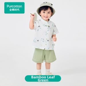 Purcotton | Summer New Breathable Muslin Children Shorts Set