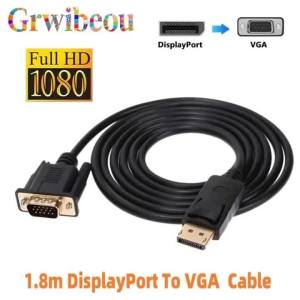 1080P 1.8m DisplayPort To VGA  Cable Adapter DP to VGA Male to Male Converter For PC Computer Laptop TV Monitor Projector
