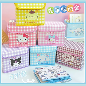 กล่องเก็บของตั้งโต๊ะลายการ์ตูน Sanrio สำหรับนักเรียน มีฝาปิดน่ารัก กล่องเก็บของกันฝุ่น
