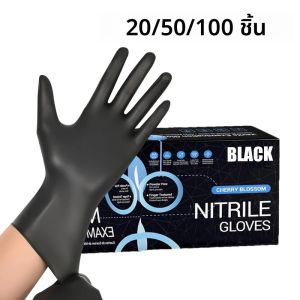 20/50/100PCS ถุงมือสีดำแบบใช้แล้วทิ้งสำหรับทำความสะอาดบ้านเหมาะสำหรับการแปรรูปอาหารทำผมเล็บสัตว์เลี้ยงอาบน้ำ