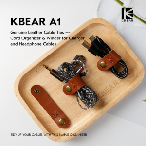 Kbear | KBEAR A1 Genuine Leather Cable Ties Snap Design Cord Organizer & Winder for Charger and Headphone Cables Portable Cable Harness