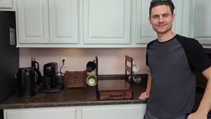 Coffee Capsule Storage Rack Stand Coffee Machine Rack Organizer with 8 Hooks Drawer Storage Rack with Coffee Mug Holder Wooden Kitchen Office Organizer