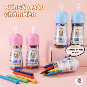 Hộp Bút Sáp Màu Chân Mèo Đáng Yêu Dụng Cụ Học Tập Vẽ Tranh Cho Bé 36 Màu Đồ Chơi Phát Triển Trí Tuệ