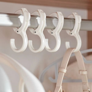Multifunctional Wardrobe Closet  S-Shaped Hook Punch-Free Plastic Hooks with Snap Ring Coat Hat Tie Shoes Organizer Rack