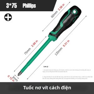 Bộ Tuốc Nơ Vít Cách Điện 1/2 Chiếc Từ Tính SL/PH Bit Dụng Cụ Cầm Tay Chống Điện Giật Điện Áp Cao Để Bảo Trì Mạch Điện Thép Chrome-Vanadi Đa Chức Năng