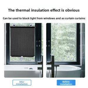 Office Kitchen Window Sunshade Curtain Retractable No Drilling Roller Blind Heat Insulation Light Blocking for Business Use