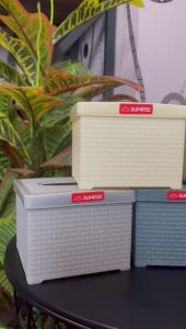 Kotak Tempat Tissue Plastik motif Rotan Modern Minimalis Sunrise Kecil