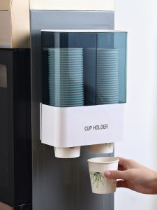 Automatic Disposable Cup Holder Wall Mounted Water Dispenser Cup Rack Organizer Plastic Material Home Organization Tool