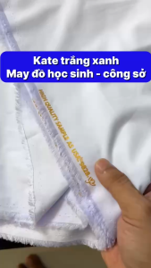Vải kate trắng xanh Phượng Thúy chuyên may áo đồng phục học sinh hàng chuẩn xuất Mỹ biên vải in chữ khổ ngang 1m50