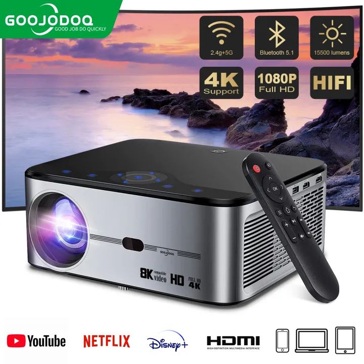 GOOJODOQ New touch screen Projector 4K 2023 WiFi projector 4k projector portable projector Android iOS WiFi HDMI projector portable double speaker Bluetooth