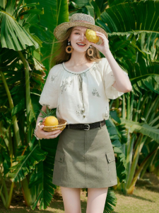 XIANGYING | Vintage Embroidery Floral Chiffon Blouse Women