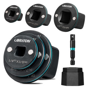 LIBRATON Low Profile Impact Socket Adapter Set 4pcs Magnetic Drive Converter Kit for Tight Space for Impact Wrench and Drill