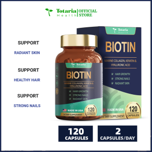 Biotin | Collagen | Axit Hyaluronic | Keratin - Thực phẩm bổ sung đã được kiểm nghiệm lâm sàng - Hỗ trợ mọc tóc da và móng - 10000 mcg Vitamin B2 B3 B6 & B7 + B1 - Nam và nữ | 120 viên nang