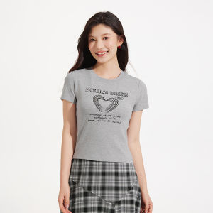 Hotwind | Summer New Letter and Heart Print Slim Fit T-shirt