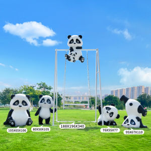 Outdoor Large Size Steel Sculpture Swing Chair Glass Fiber Reinforced Plastic Panda Decorative Ornaments Scenic Spot Decorations