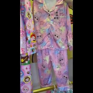 J&B 2-12Yrs Kids Boy & Girl Cotton Pyjamas Set Long-Sleeve Button Sleepwear Pajama Baju Tidur Kanak 儿童长袖纽扣睡衣套装