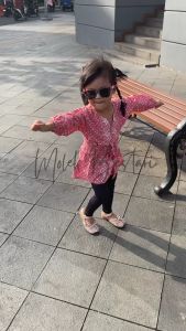 ALORA Baju Batik Anak Sekolah Perempuan PAUD TK SD SMP Kombinasi Belt Jumputan Pink XS S M L XL