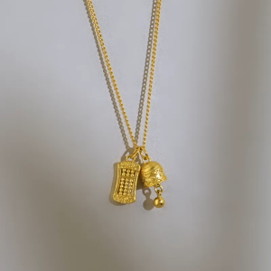 Chow Sang Sang 周生生 999.9 24K Pure Gold Cultural Blessings Auspicious Peace Bell & Abacus Necklace for Women & Men 47cm 95895N Price-by-Weight 5.98g Gold