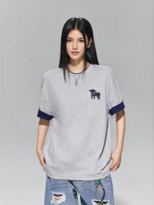 A chock | Creative Sheep Color Contrast Embroidery T-Shirt