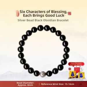 PUTUOSHAN | Natural Black Obsidian Good Luck Bracelet Pure Silver Gift