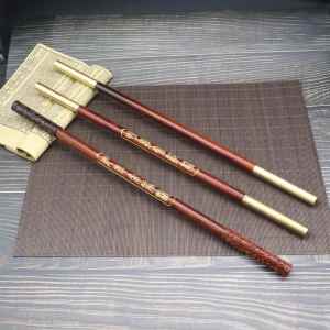 Sandalwood Golden Gilding Bronze Cultural Collectible Wushu Stick
