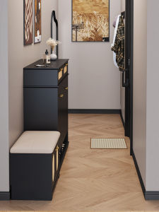 American Style Large Capacity Middle Vintage Shoe Cabinet Entrance Hall Bench Storage Cabinet Wall Mounted Shelf Organizer