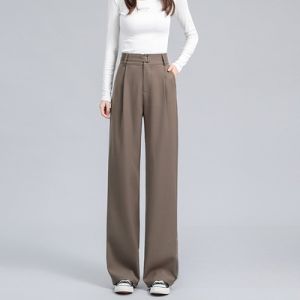 Summer Thin Hanging Sensation Wide Leg High Waist Casual Straight Pants Womens Xs Heightening Effect High Waist Trousers