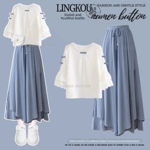 NUMEN BUTTON | Large Size Summer Stylish Unique Two-Piece Set
