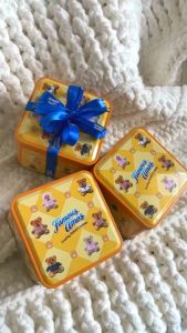 Famous Amos Teddy Yellow Tin 80g Cookies - Children Party Event Gift / Corporate