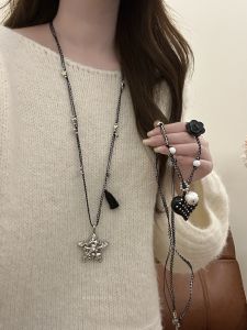 Modern Style Long Sweater Chain Necklace Womens Heart Star Pendant Fashionable Versatile Neck Chain Trendy Accessory