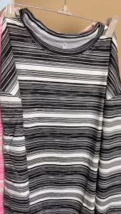 MC BJ1216 Baju Atasan Wanita Lengan Panjang Kaos Oversize Motif Salur Fashion korean