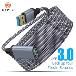 USB 3.0 Male To Female High Speed Transmission Data Cable Computer Camera Printer Extension TV Gaming Nylon Braided Cable 3M 5M