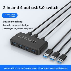 Earise | USB 3.0 Sharing Device Two In Four Out Mouse Keyboard Multi-Interface Adapter Converter Splitter For Two Computers Sharing U Disk