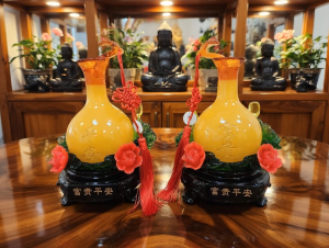 Cặp 2 Bình như ý tài lộc cặp bình decor bàn thờ thần tài hút lộc may mắn đền với gia chủ có đủ màu xanh vàng Đỏ