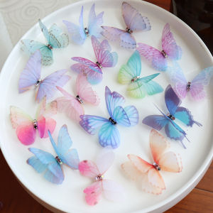 เข็มกลัดแม่เหล็กผีเสื้อแบบจำลอง จี้ติดตู้เย็น ตกแต่งเสื้อผ้าฮันฟู ดอกไม้หน้าอก หัวเข็มขัด งานฝีมือ ของตกแต่งบ้าน