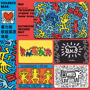 KEITH Haring พรมปูพื้นใช้ในบ้านสำหรับภาพประกอบศิลปะยี่ห้อ KEITH Haring kaisharlin พรมปูพื้นดูดซับน้ำในห้องน้ำ