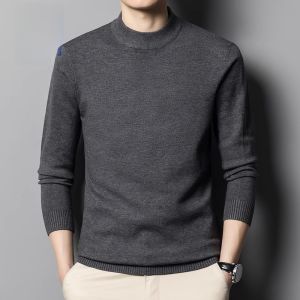 ROMON | Áo len dệt kim thường ngày thời trang mùa thu cổ cao vừa vặn màu trơn áo lót dài tay phong cách công sở