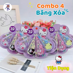 Combo 4 Băng Xóa Kuromi / Hello Kitty / Capybara - Bút Xóa Kéo Đồ Dùng Học Tập Cho Học Sinh