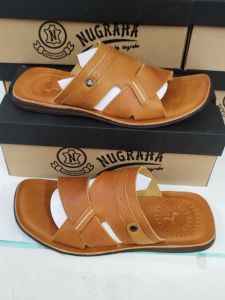 sandal pria kulit full dengan alasnya kulit sandal casual pria kulit terbaru