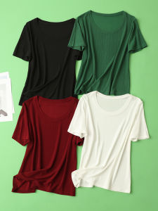 100%  Silk Twisted Yarn Loose round Neck Short Sleeve Heavyweight T-Shirt Womens Summer Fashion Casual Straight Cut Top