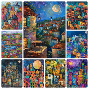 Scenic Night City Hot Air Balloon Landscape Jigsaw Puzzle 1000PCS-50X70CM Stress Relief Puzzle Wall Art Decor Gift