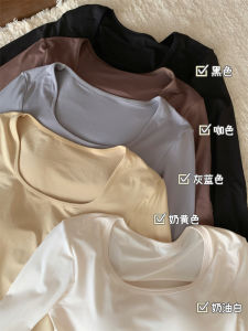 Warmth Coconut Oil Rice Noodle Vest Seamless Self-Heating Thin Winter Square Collar Underwear Youth Womens Long Sleeve Top