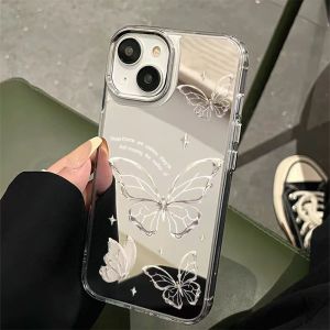 Butterfly Mirror Phone Case for Samsung S24Ultra S23FE Creative S22/S21 Full Cover Anti-Fall A15 New Note20 Compatible A55 A54 A53 A35