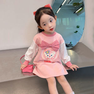 กระโปรงเด็กฤดูใบไม้ผลิและฤดูใบไม้ร่วงใหม่ผ้าฝ้ายเด็กผู้หญิงชุดกลางความยาว